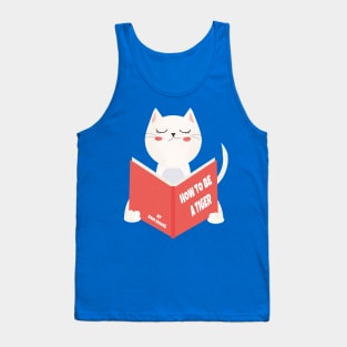 cat reading a book Tank Top